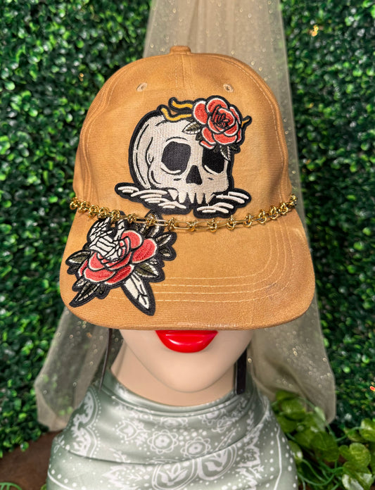 Skull Torched Suade Baseball Trucker Hat