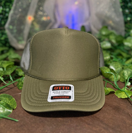 Otto Olive Green Foam Front Trucker Hat Wholesale