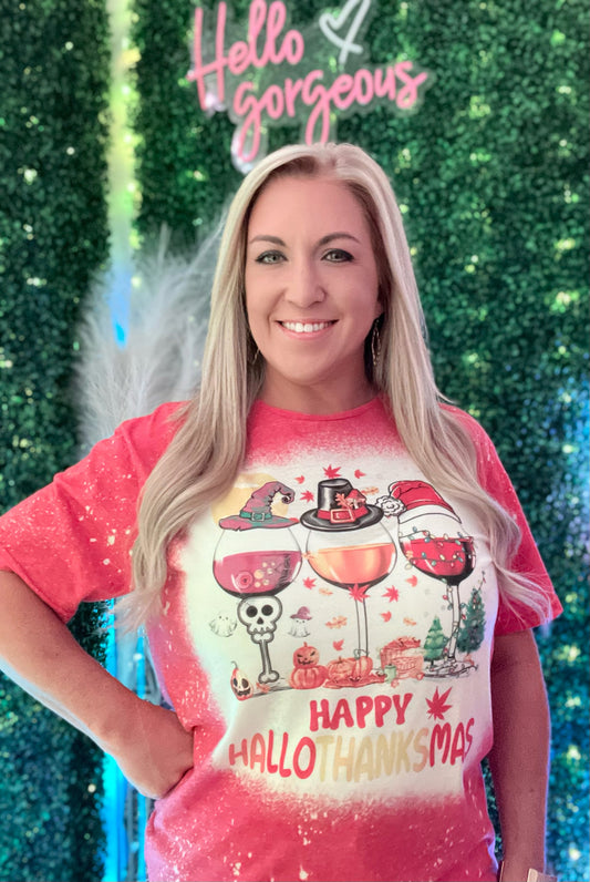 Happy Hallothanksmas Wine Shirt